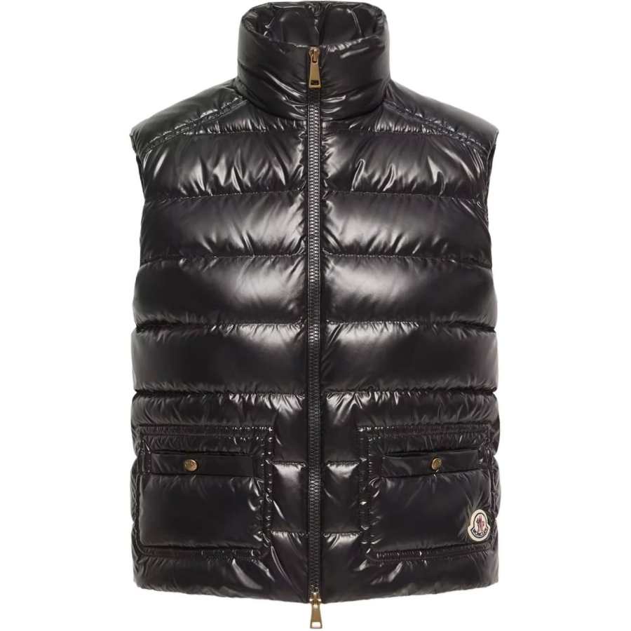 Moncler Down Vests Women's Black Stand Collar Moderate