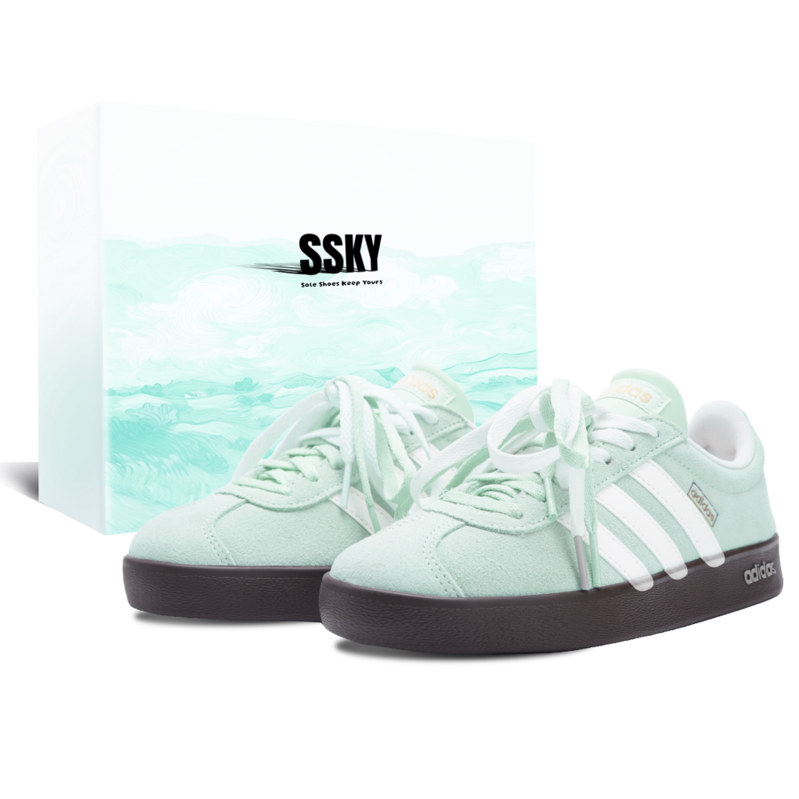 Adidas Adidas VL COURT 2.0 Skateboard Shoes Unisex Low Top White/Green