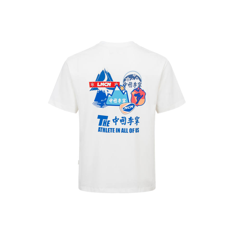 Li-Ning Li Ning T Shirts Unisex Ivory Crew Neck