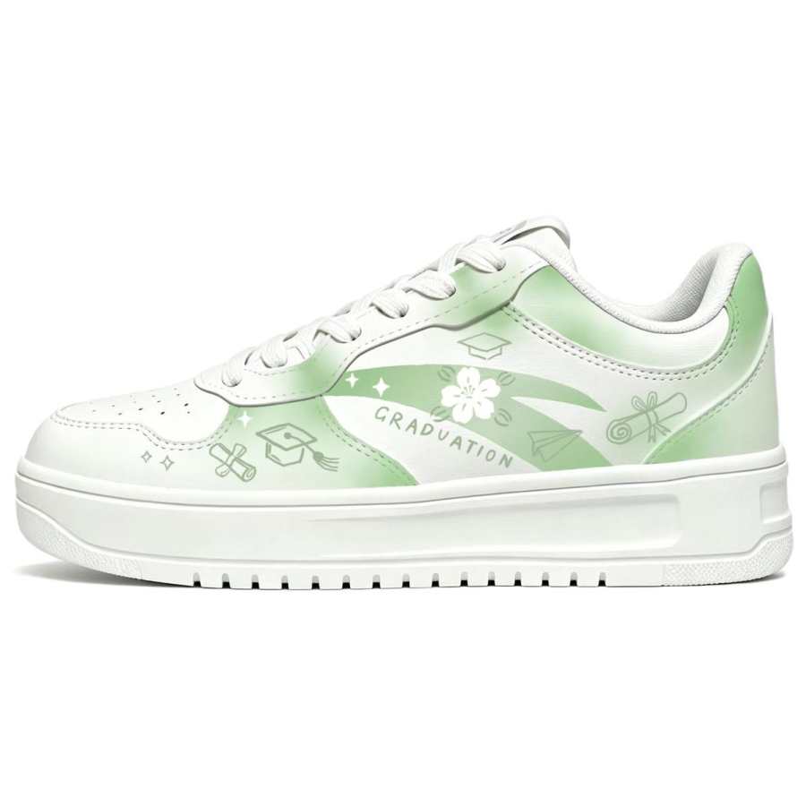 ANTA Easy Skateboard Shoes Women's Low Top White/Green