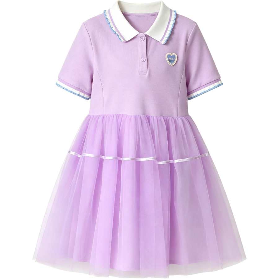 Disney Kids Dresses Lapel Thin Midi Dress Stretch