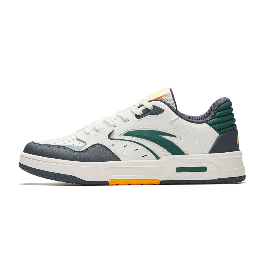 ANTA Skateboard Shoes Men's Low Top Ivory White/Men's Gray/Chalcedony Green