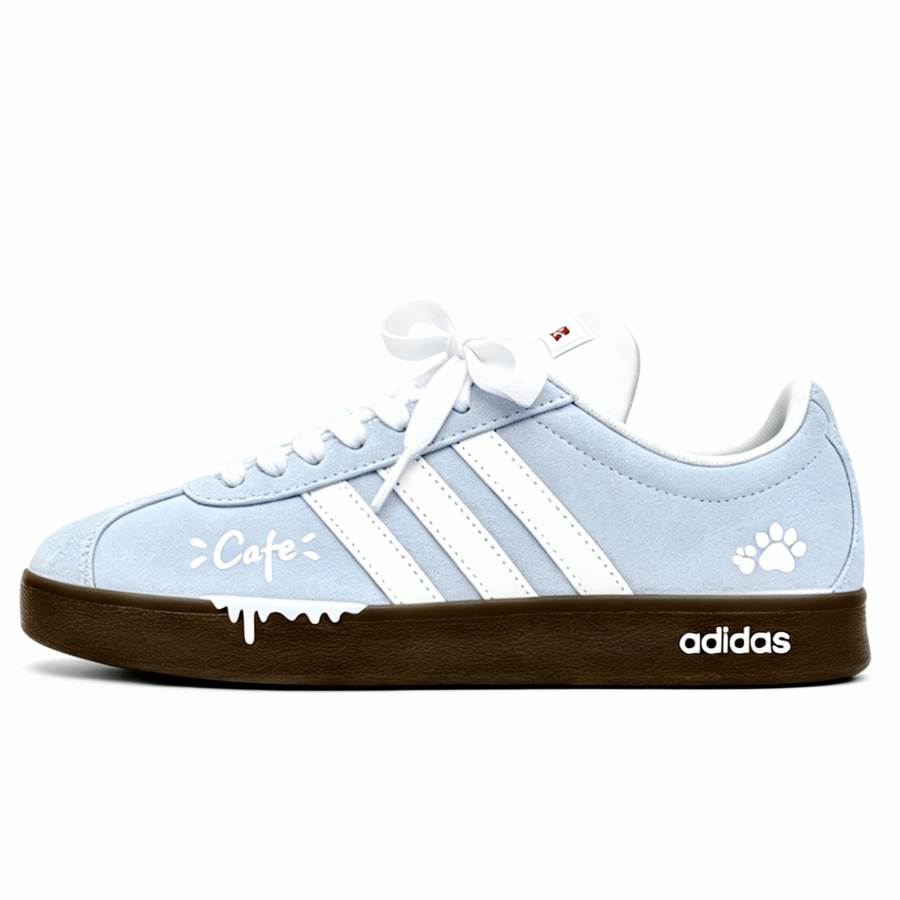 Adidas Adidas Vl Court Classic German Army Trainers Unisex Low Top Blue With White Lettering
