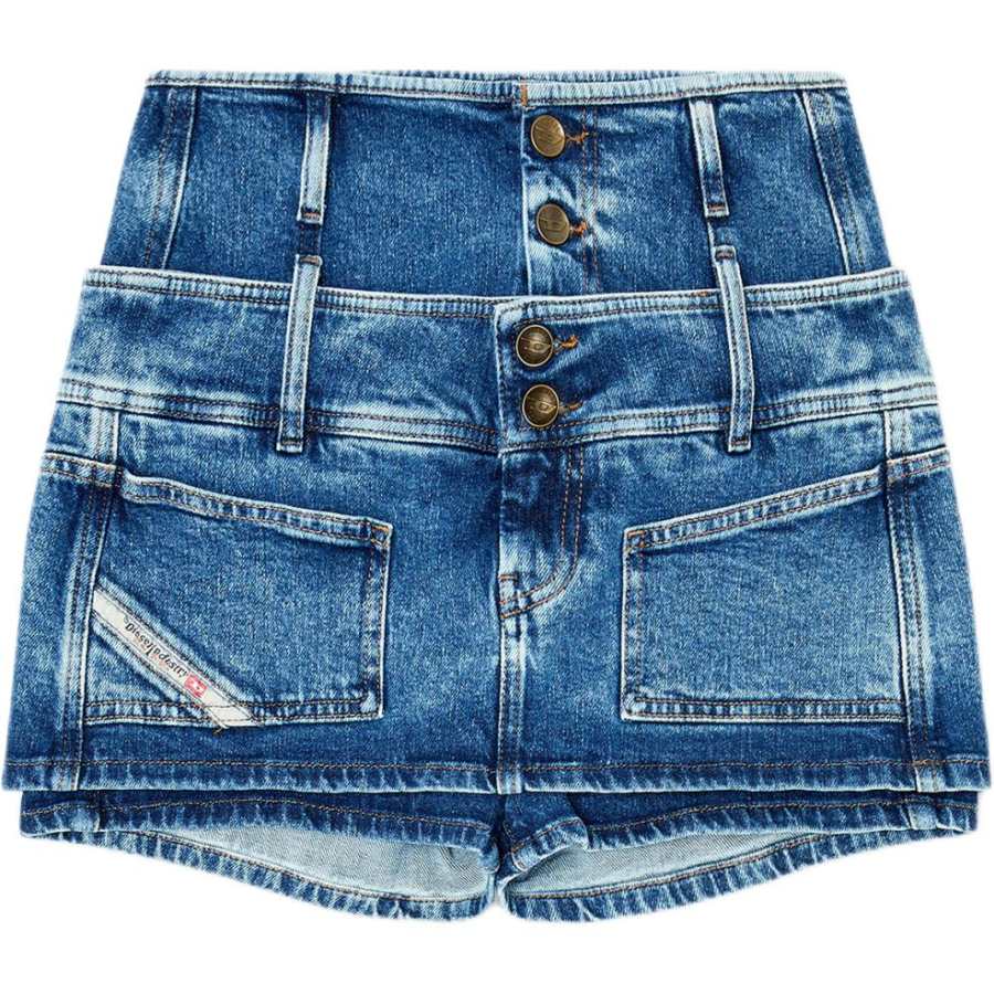 DIESEL Denim Shorts Women's Medium Blue Moderate Straight Fit Pants