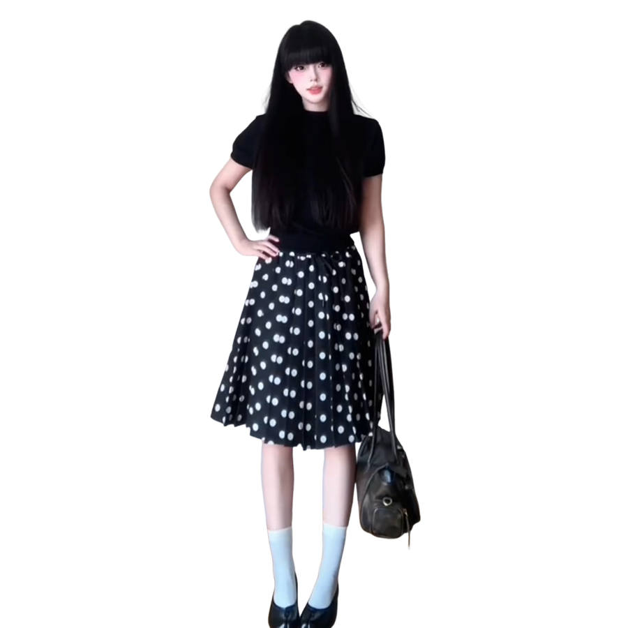 VENICEW Two Piece Skirt Sets Women's Half Turtleneck Moderate Midi Dress