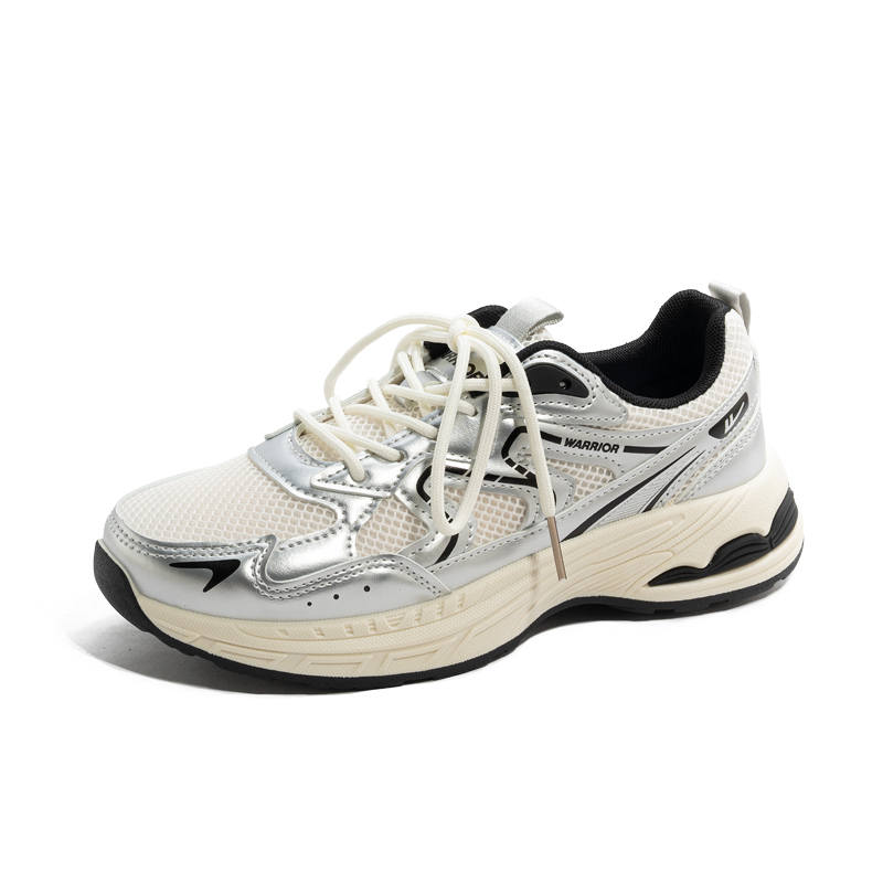 WARRIOR WARRIOR Chunky Sneakers Women's Low Top Silver Beige Black