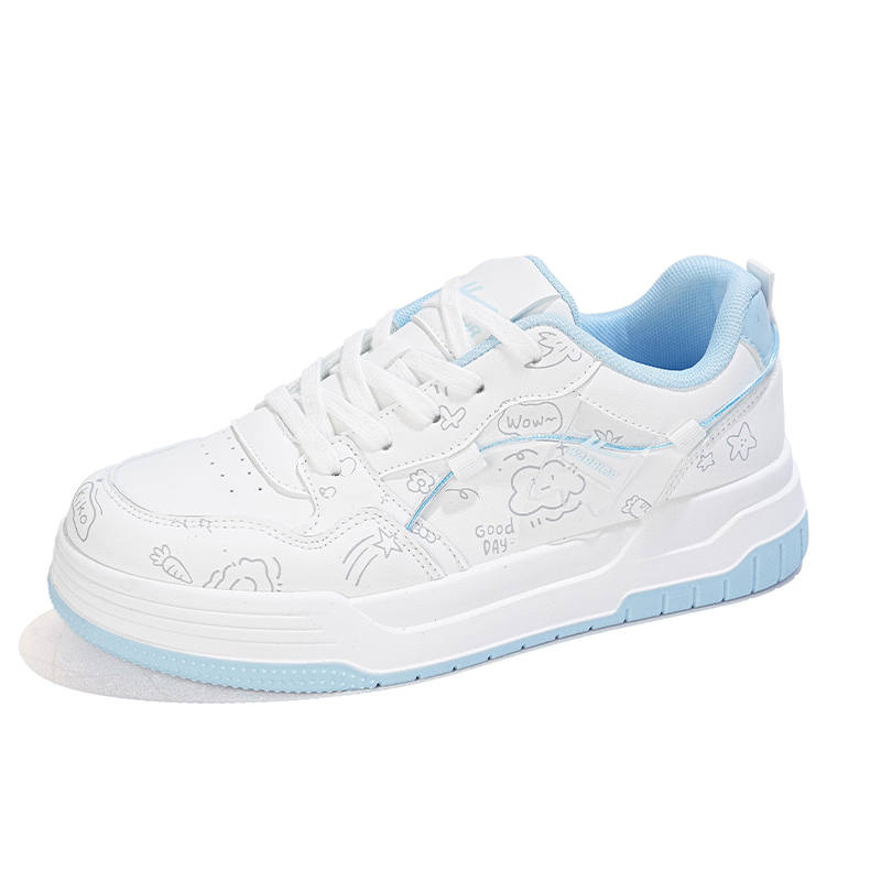 WARRIOR Skateboard Shoes Women's Low Top White Blue