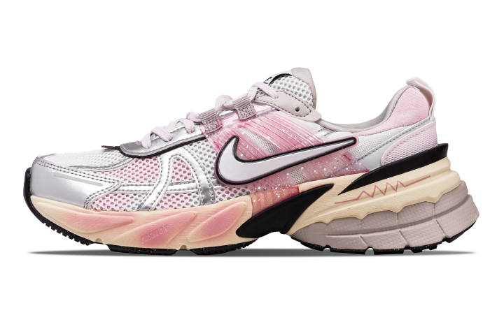 Nike Nike V2K Run Running Shoes Women's Low Top Pink & Silver & Black Multicolor