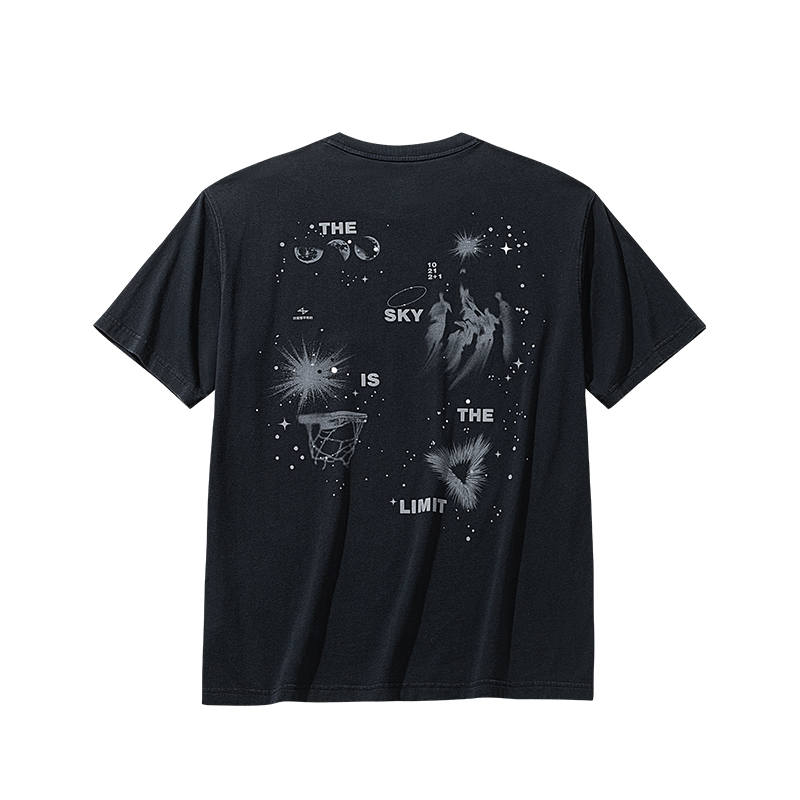 ANTA Basketball Collection T Shirts Unisex Black Crew Neck Thin