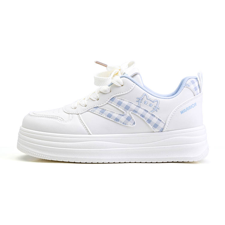 WARRIOR Skateboard Shoes Women's Low Top Beige Blue