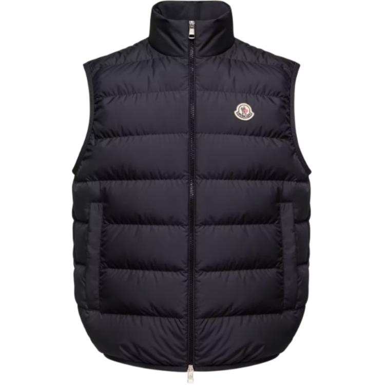 Moncler Down Vests Men's Marine Blue Moderate Straight Fit