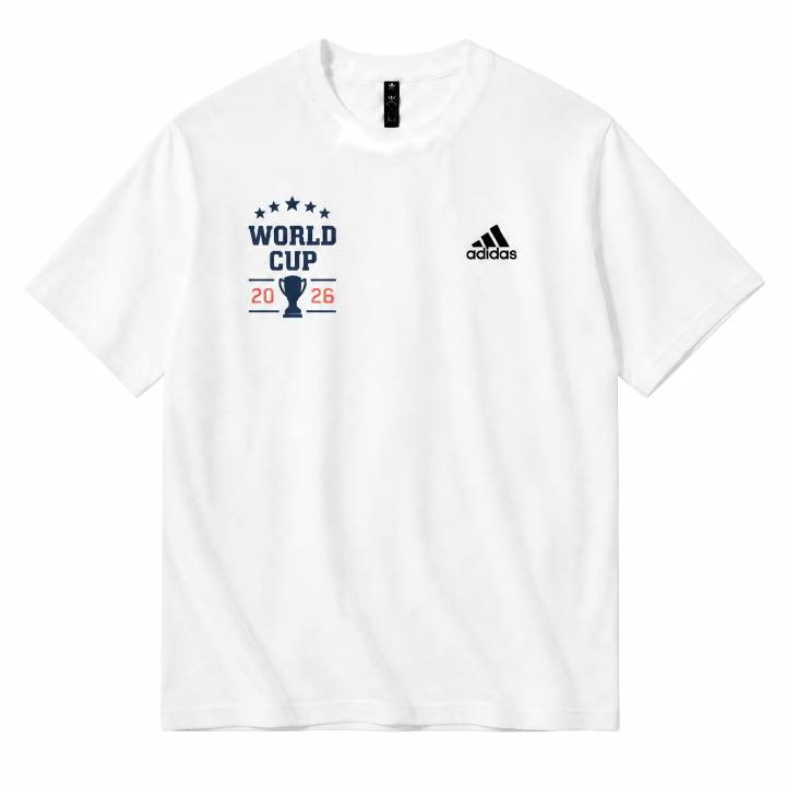 Adidas Adidas MUST HAVES T Shirts Unisex White World Cup Special Pattern Crew Neck Thin Straight Fit