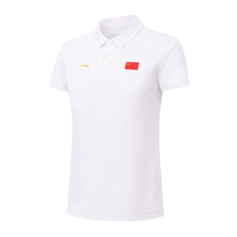 Li-Ning Li Ning Polo Shirts Women's Standard White Polo Collar Thin Straight Fit
