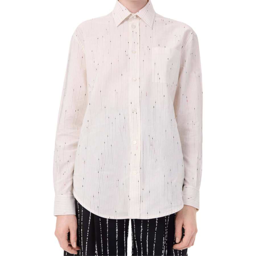 CHANEL Shirts Women's Ivory White Lapel Moderate