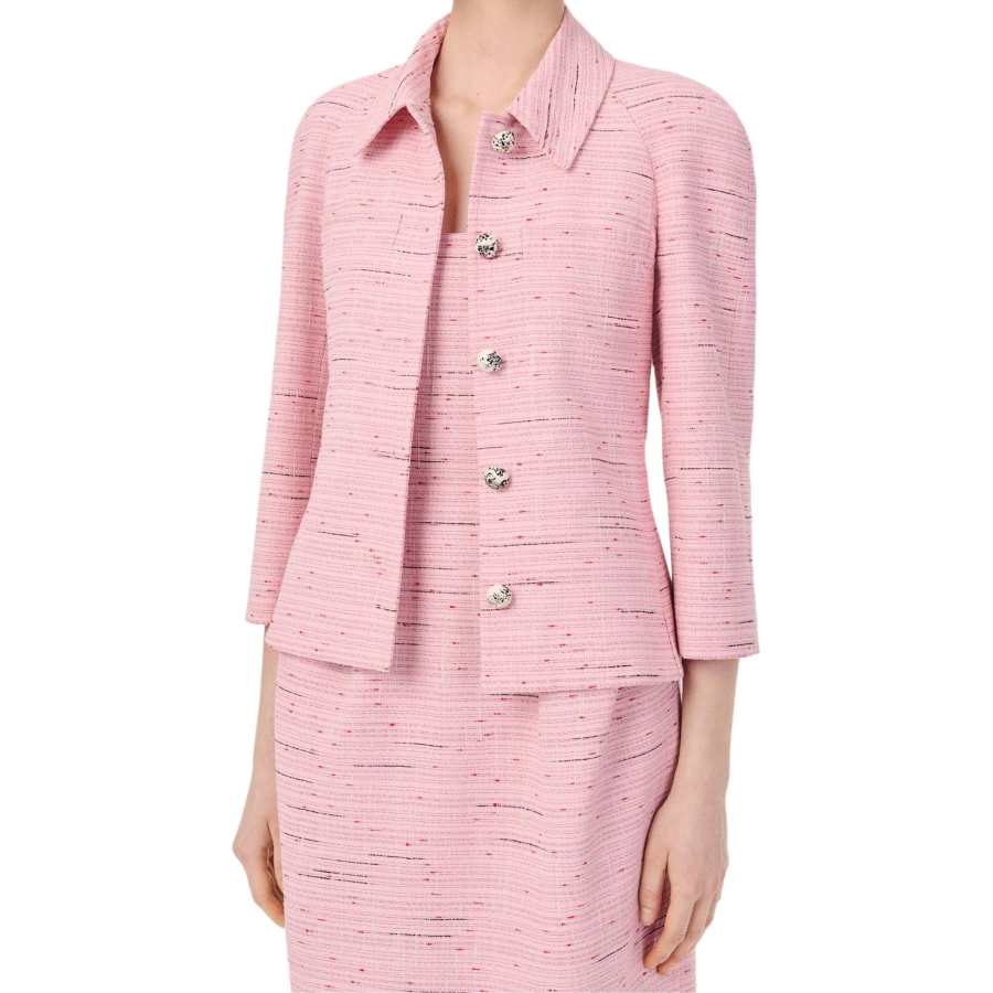 CHANEL Jackets Women's Pink Lapel Moderate Nipped In Waist