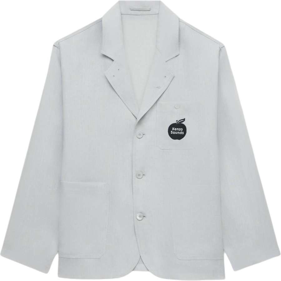 KENZO Jackets Men's Pearl Gray Suit Collar Moderate Straight Fit