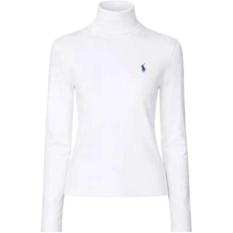 Polo Ralph Lauren T Shirts Women's White Turtleneck Moderate Straight Fit