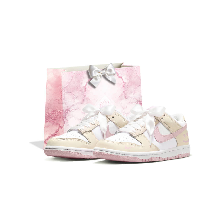 Nike Nike Dunk Skateboard Shoes Women's Low Top Beige Yellow Pink