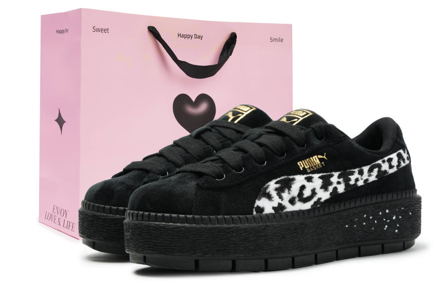 PUMA Platform Trace Skateboard Shoes Women's Low Top Black/White