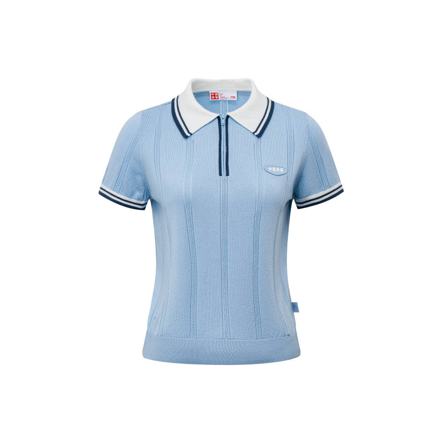 Li-Ning Li Ning Polo Shirts Women's Pink/Blue Lapel Moderate