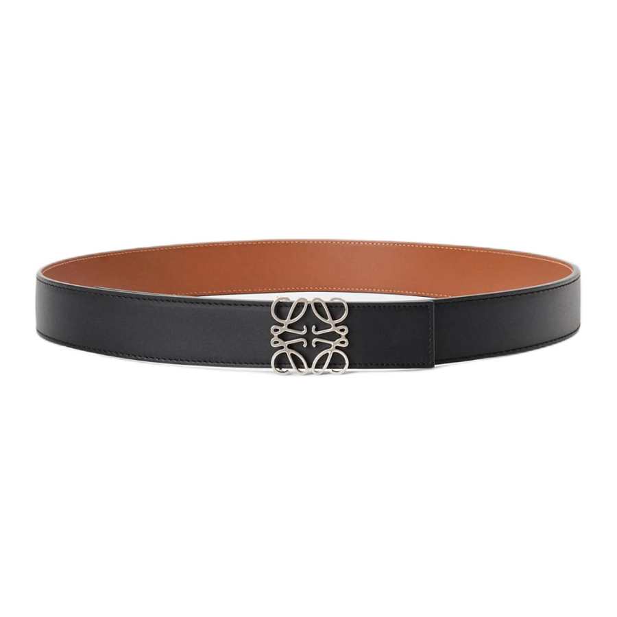 LOEWE LOEWE Cow Leather Belts Men's Black/Caramel Brown Width 4cm