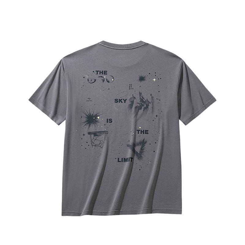 ANTA Basketball Collection T Shirts Unisex Steel Gray Crew Neck