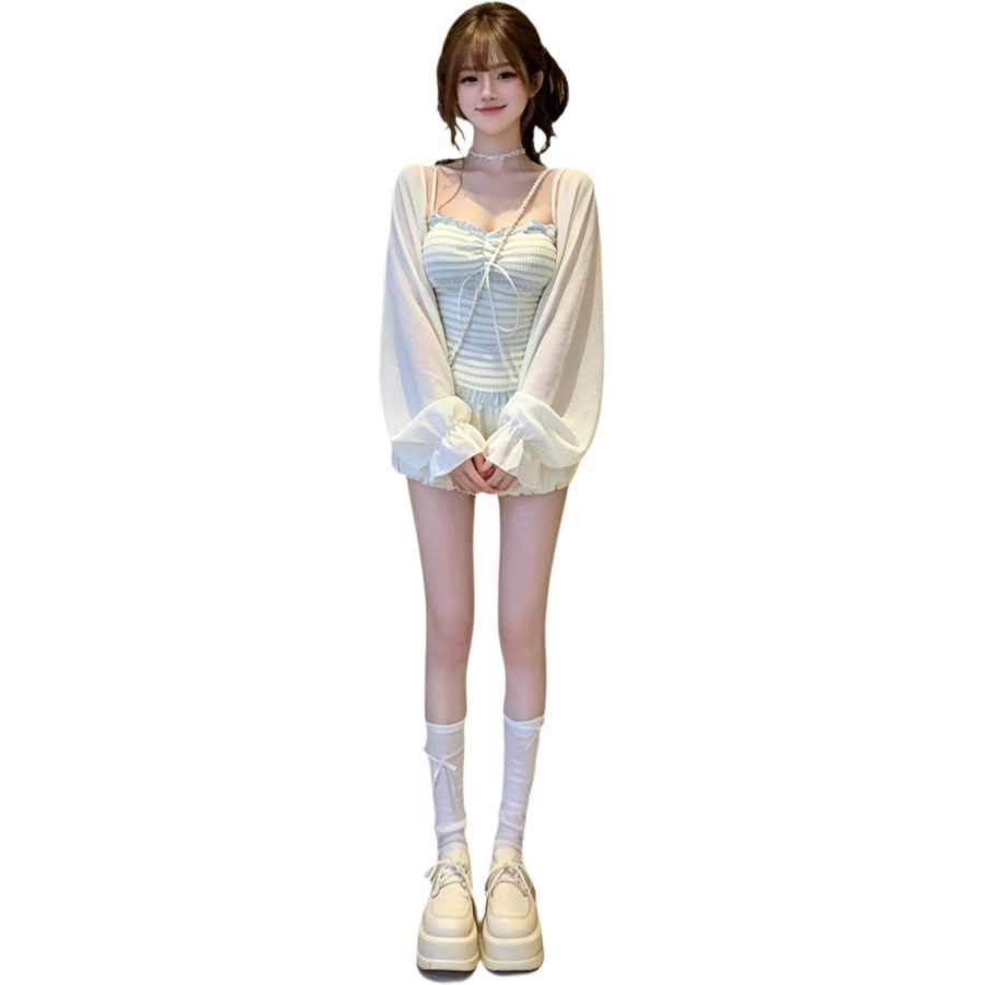 VENICEW Two Piece Skirt Sets Women's Camisole Moderate Short Skirt