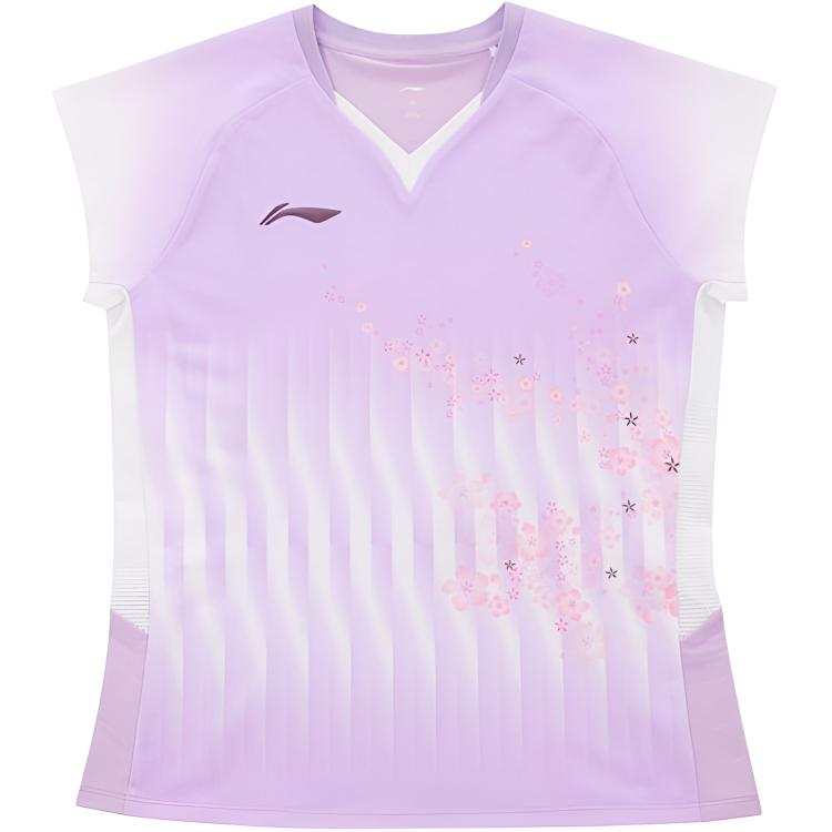 Li-Ning Li Ning Badminton Jerseys Women's Lilac V Neck Moderate