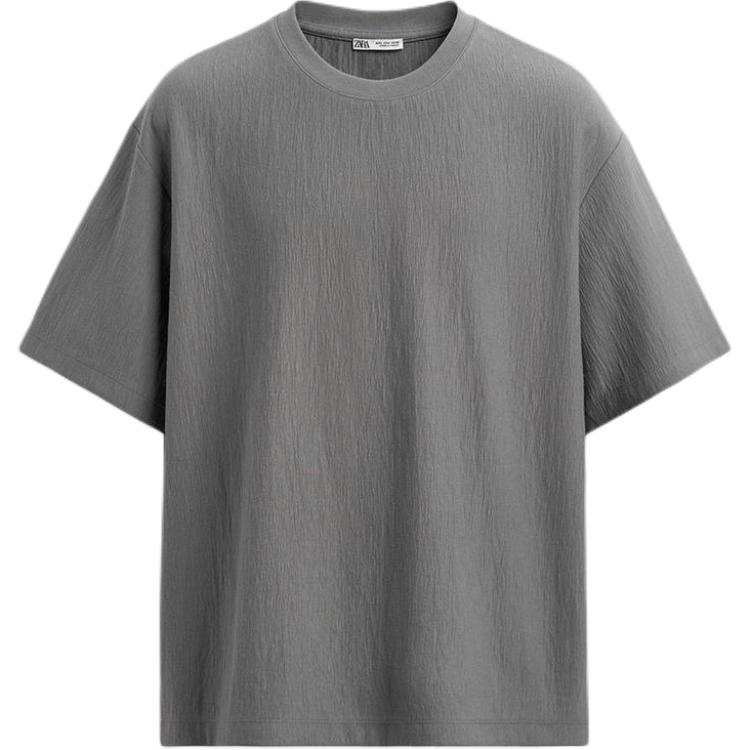 ZARA T Shirts Men's Gray Crew Neck