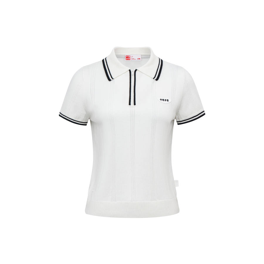 Li-Ning Li Ning Polo Shirts Women's Ivory Lapel Moderate Straight Fit