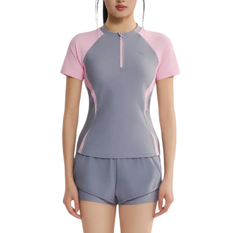 ANTA Swimsuit Sets Women's Pink Gray 2 Pack Crew Neck Moderate