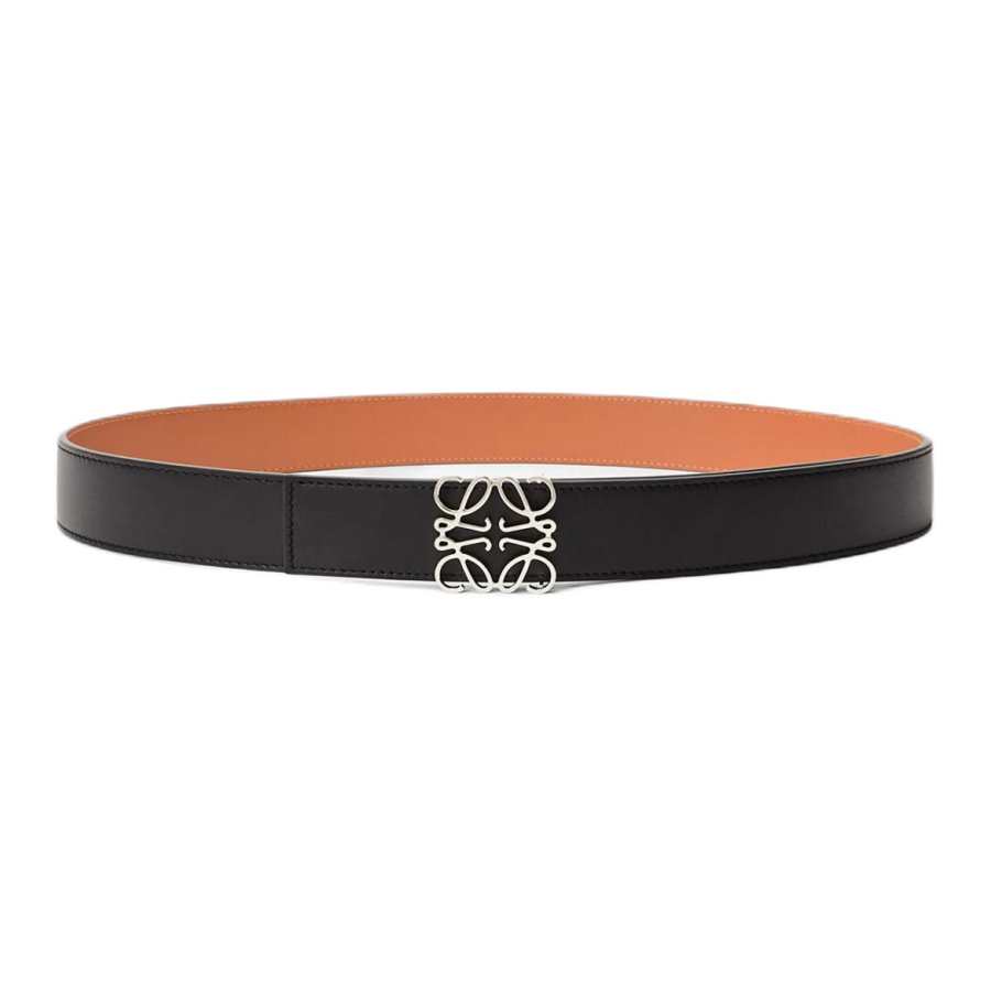 LOEWE LOEWE Cow Leather Belts Men's Black/Brown Width 3.5cm