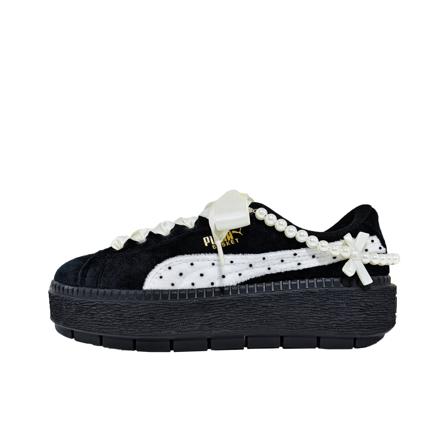 PUMA Platform Trace Skateboard Shoes Women's Low Top Black/White