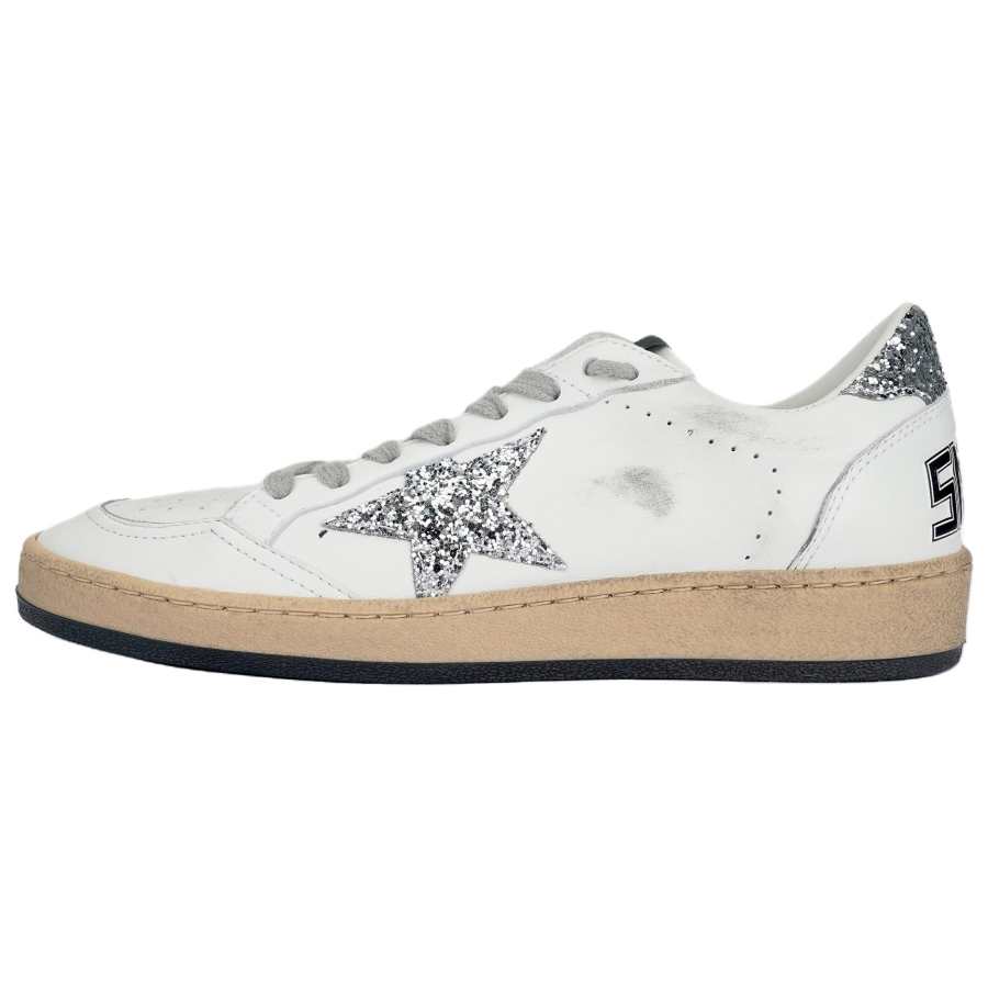 Golden Goose Ball Star Leather Low top Skateboard Shoes Women's White Silver