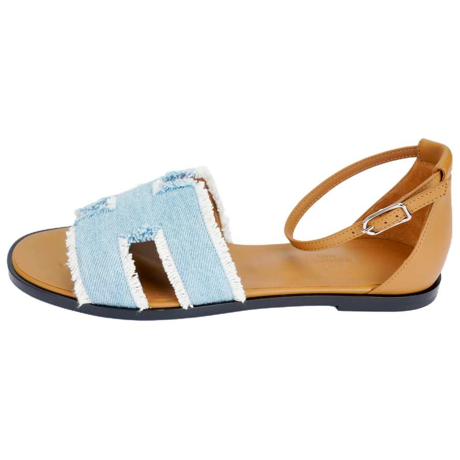 HERMES HERMES Santorini One Strap Sandals Women's Brown