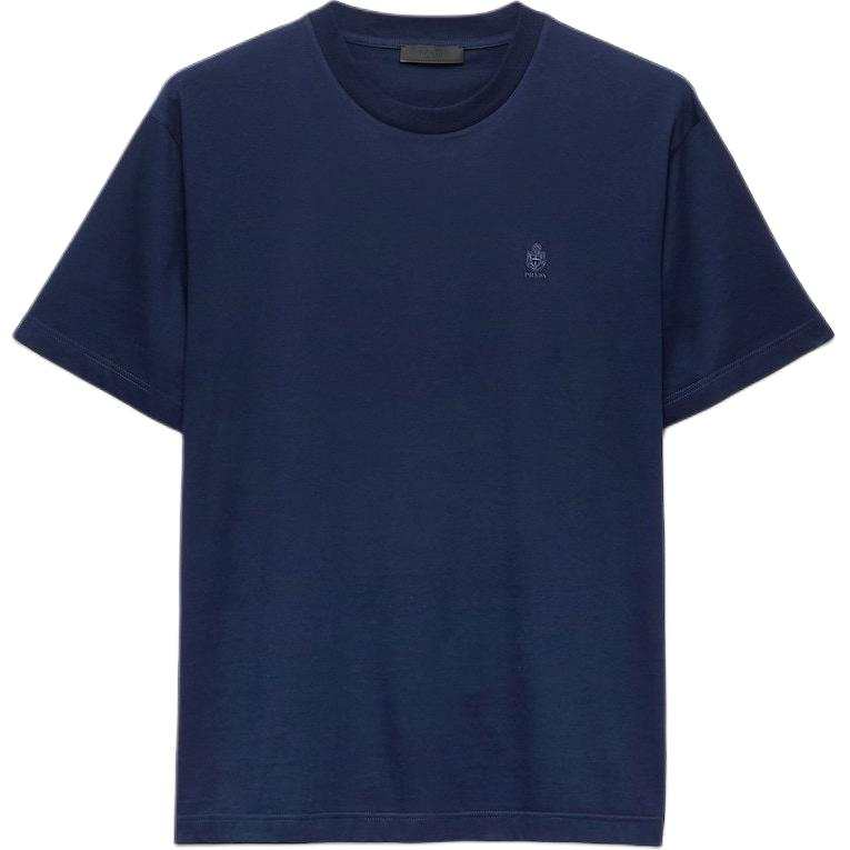 PRADA PRADA T Shirts Men's Marine Blue Crew Neck Moderate Straight Fit