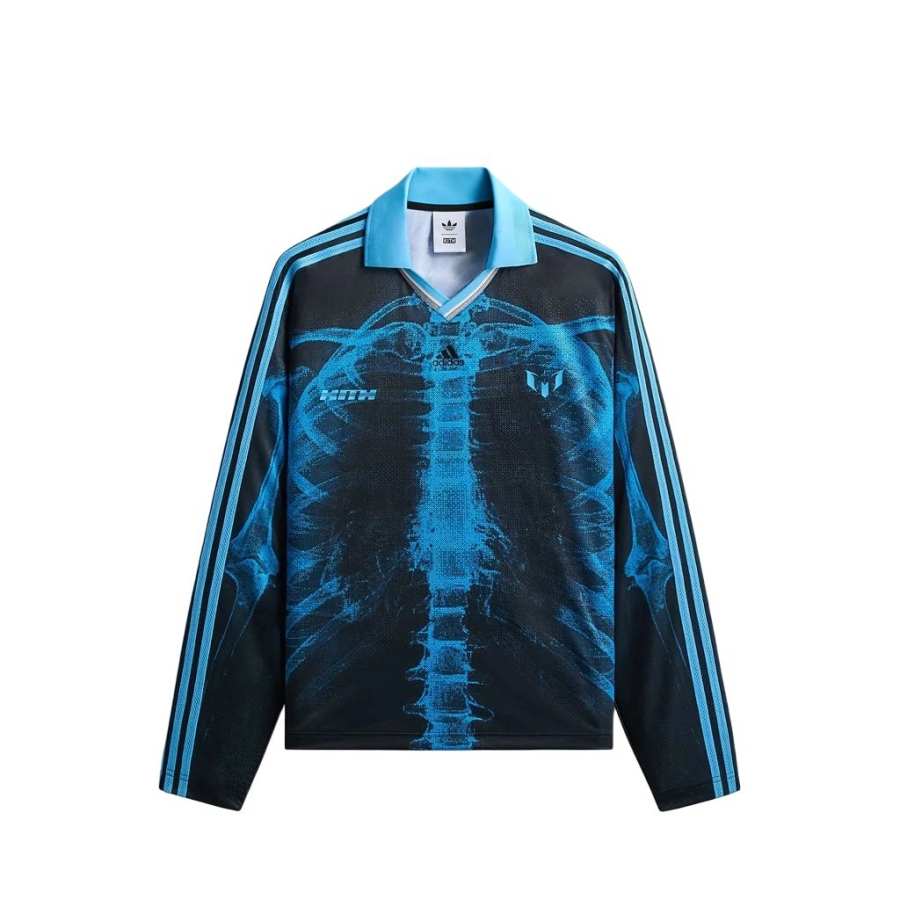 Adidas Originals X KITH X MESSI T Shirts Men's Black/Blue V Neck