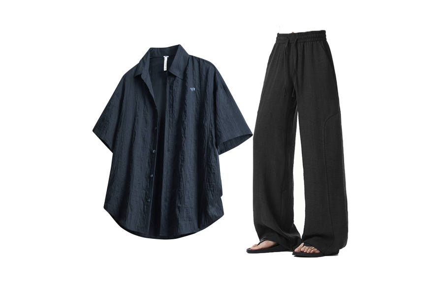 WARRIOR WARRIOR Shirt Matching Sets Unisex Lapel Thin