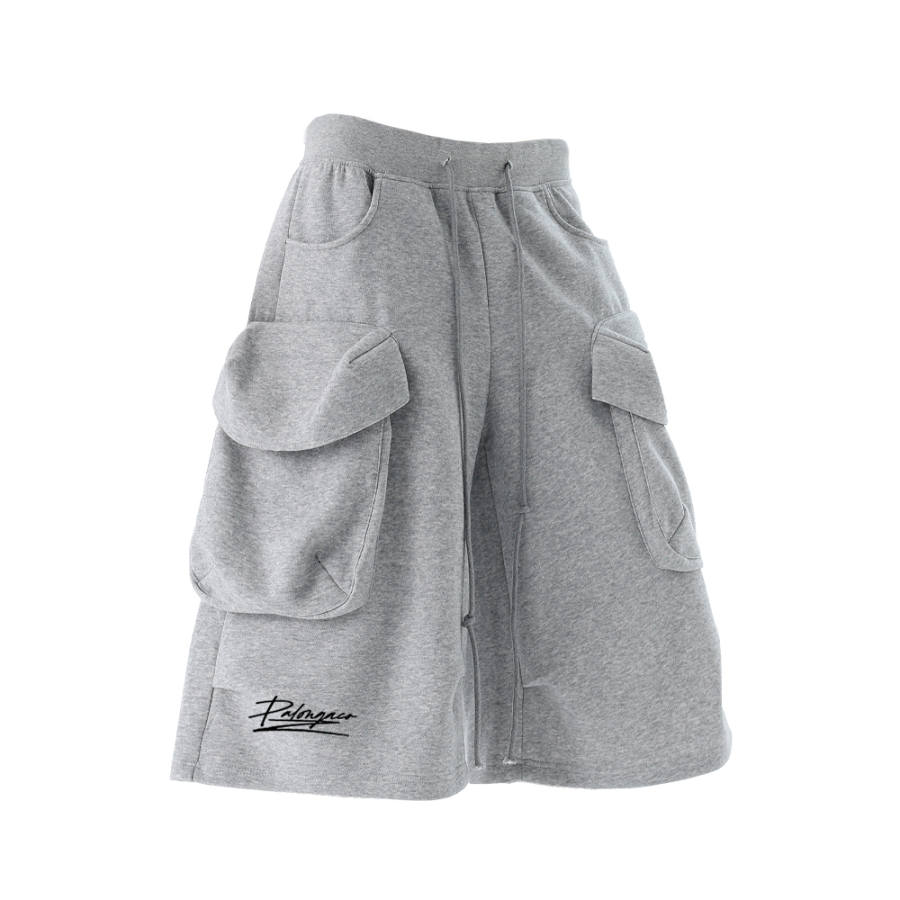 PAL ONGACO Casual Shorts Unisex Gray Moderate Straight Fit Pants