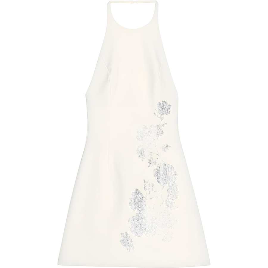 ZARA Sleeveless Dresses Women's Frosted White Halter Moderate Short Skirt