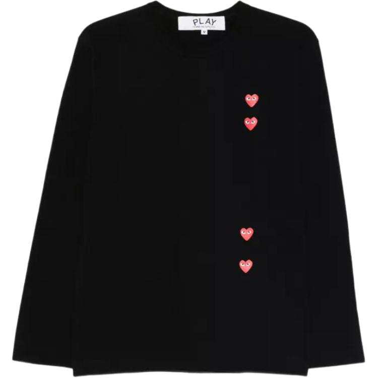 CDG Play T Shirts Women's Black Crew Neck Moderate Straight Fit