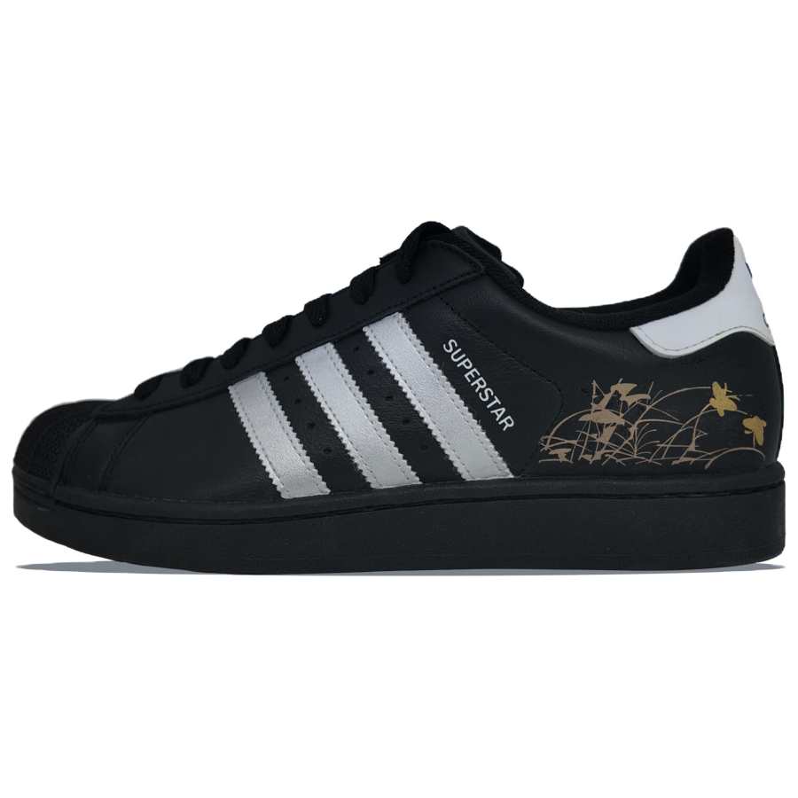 Adidas Originals Superstar 2 Skateboard Shoes Unisex Low Top Black & White Gold
