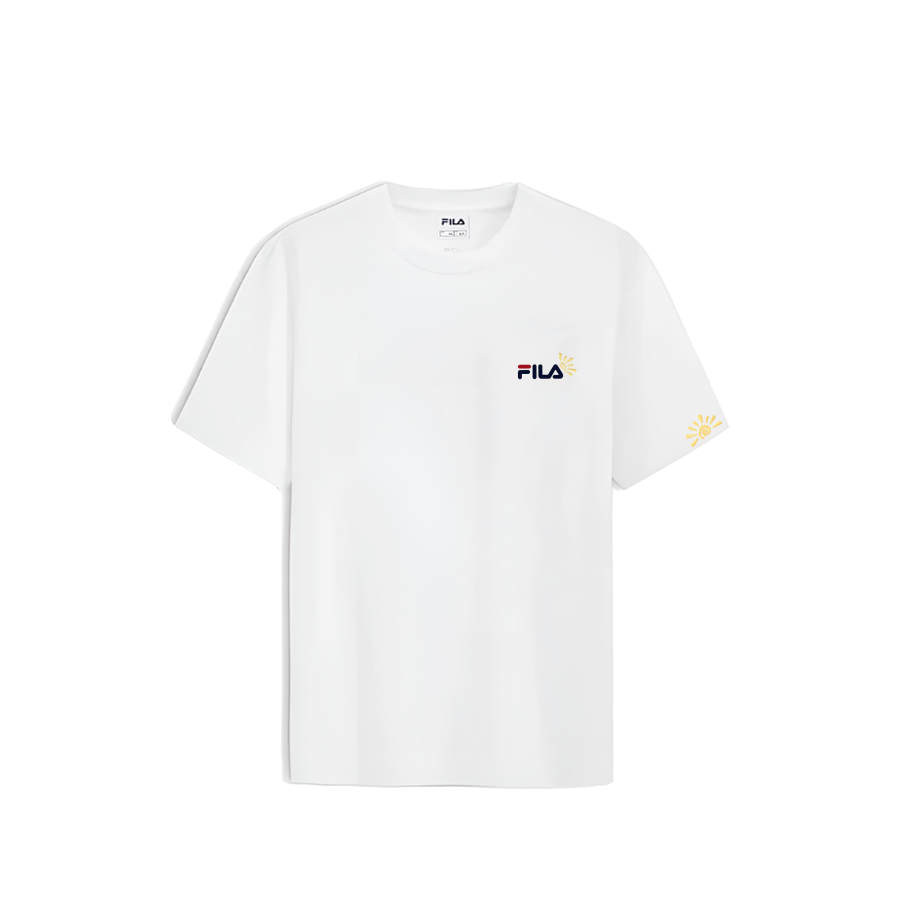 FILA T Shirts Unisex White Crew Neck Moderate Straight Fit