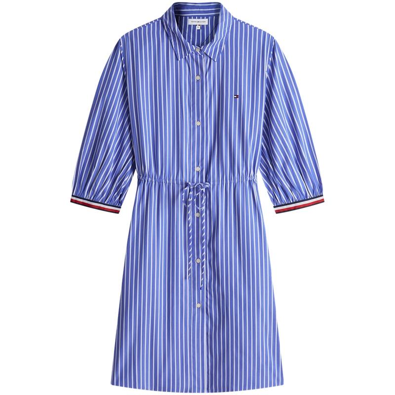 Tommy Hilfiger Short Sleeved Dresses Women's Lapel Moderate Mid Length