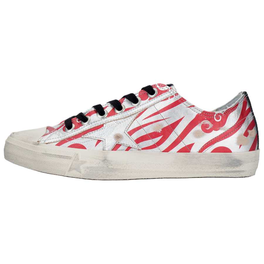 Golden Goose V Star Leather Low top Stylish Skateboarding Shoes Men's Red Distressed