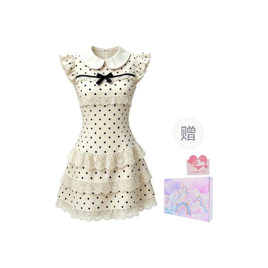 MostwantedLab Sleeveless Dresses Women's Peter Pan Collar Thin Short Skirt A Line Skirt