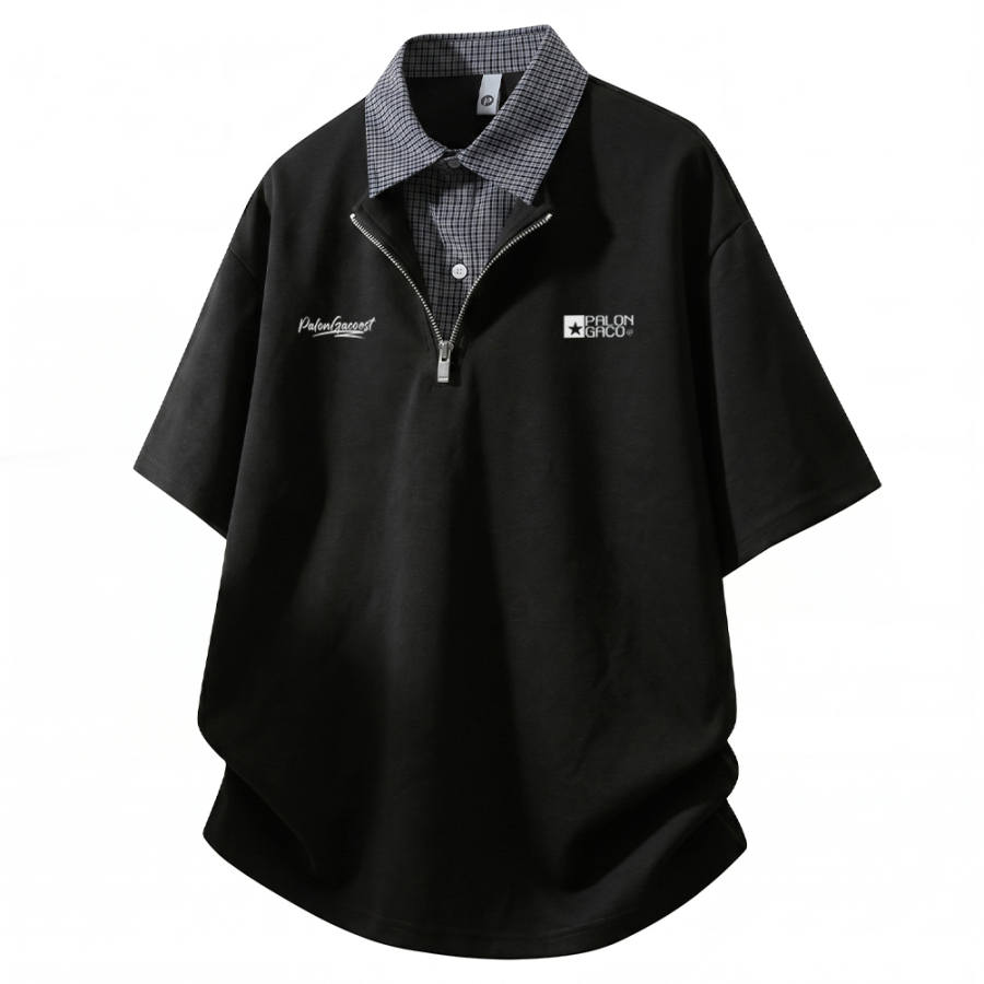 PAL ONGACO Polo Shirts Unisex Lapel Moderate Mock Two Piece