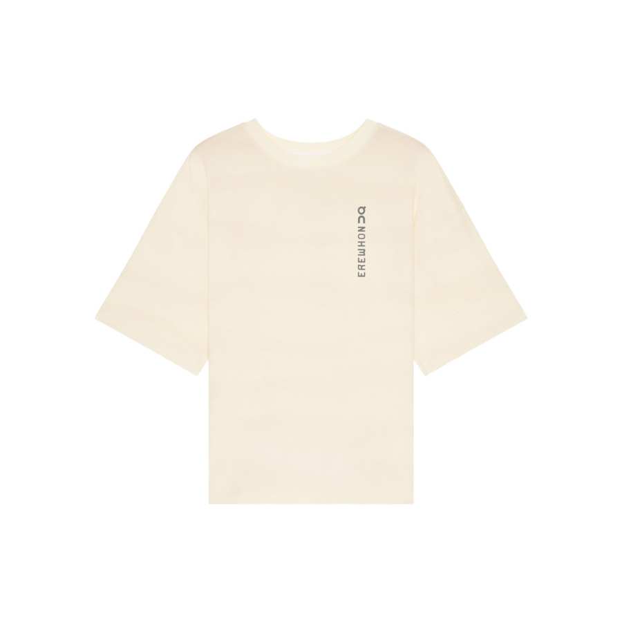 On On Performance Running T Shirts Men's Ivory Crew Neck