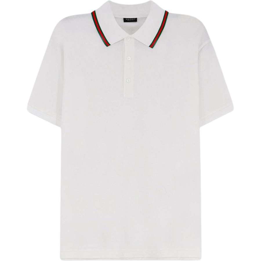 GUCCI Polo Shirts Men's White Polo Collar Moderate Other