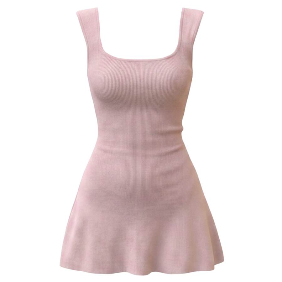 FINDSME GAGA Sleeveless Dresses Women's Square Collar Thin Short Skirt A Line Skirt